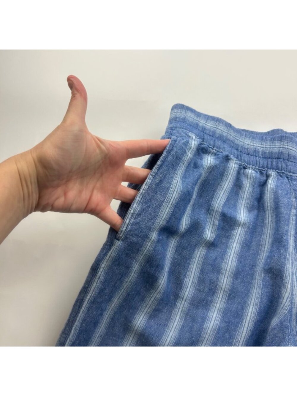 Old Navy Bright Blue Striped Linen Blend Pull On Lounge Pant S - Picture 2 of 6